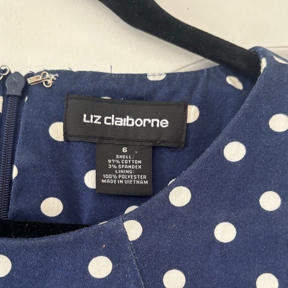 Liz Claiborne Navy and White Polka Dot Midi Dress - Picture 2 of 7